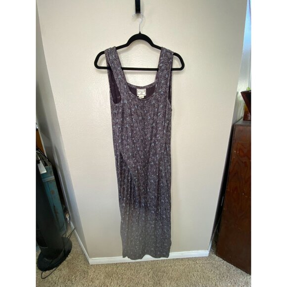 Vintage April Cornell Womens Black Dress L rayon Floral‎ Sleeveless long dress - Picture 1 of 6